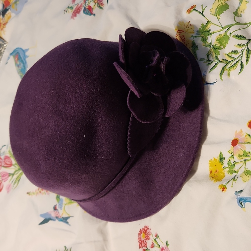 Marks & Spencer Per Una Purple wool flowered hat